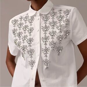 Collection cropped button-up shirt with embellishments